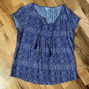 Sonoma Goods for Life Short Sleeve Blouse with Tassel Tie